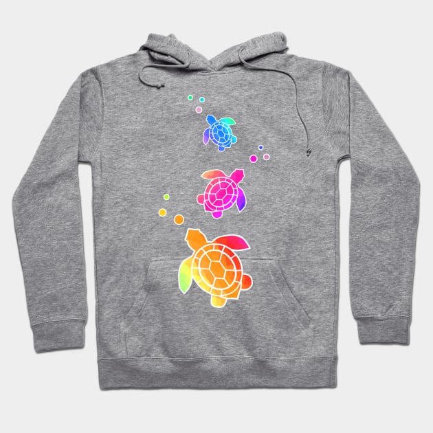 SEA Turtle Bubbles - Cute Turtle Art Hoodie by SartorisArt1